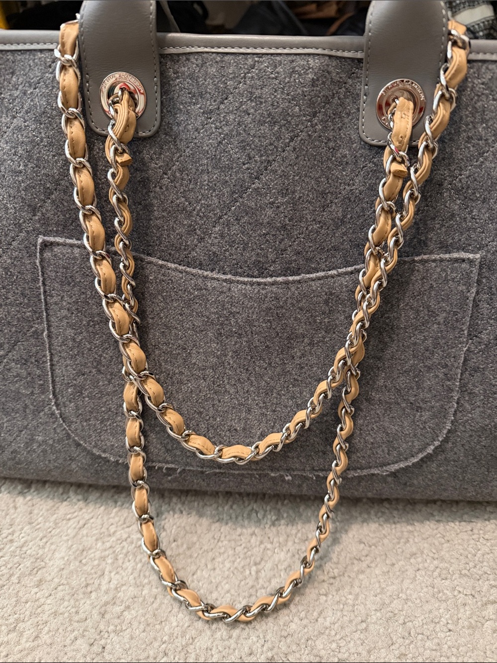 CHANEL Gray Deauville Tote-RARE! - Picture 6 of 15